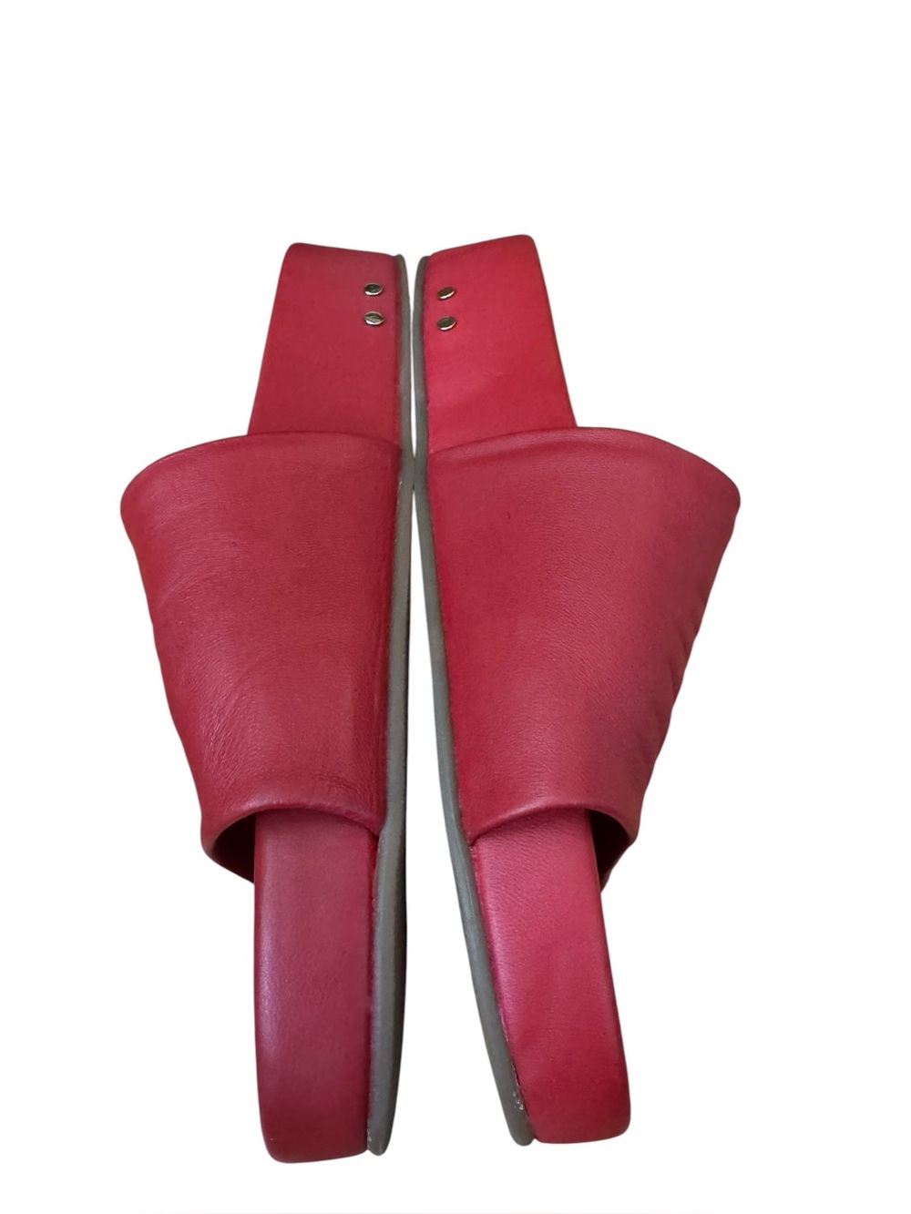 Beek Pelican Slides Sandals Red Leather 10 - Picture 6 of 7